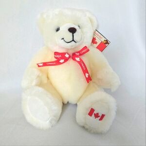 ( Creature Comforts Toys Inc. ) White Polar Teddy Bear with Canadian Flag